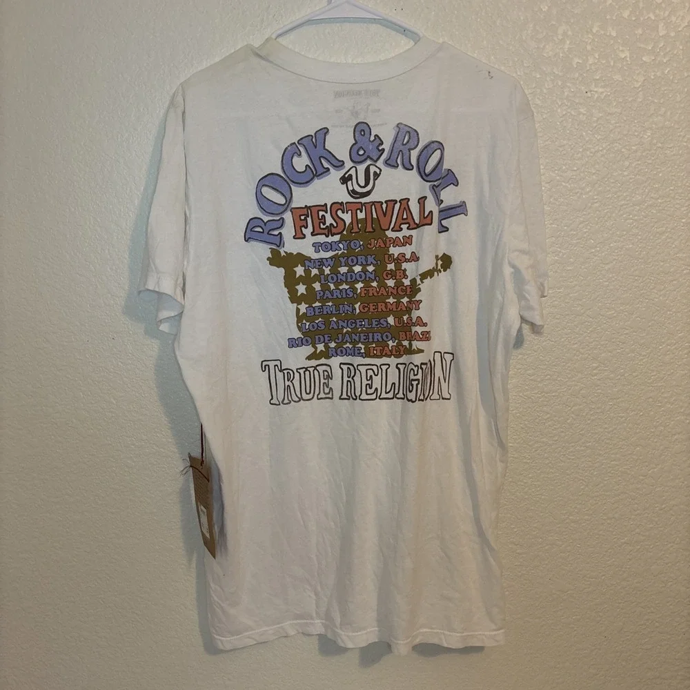 True Religion T Shirt Guitar Bald‎ Eagle World Tour 1971 Rock & Roll Festival XL